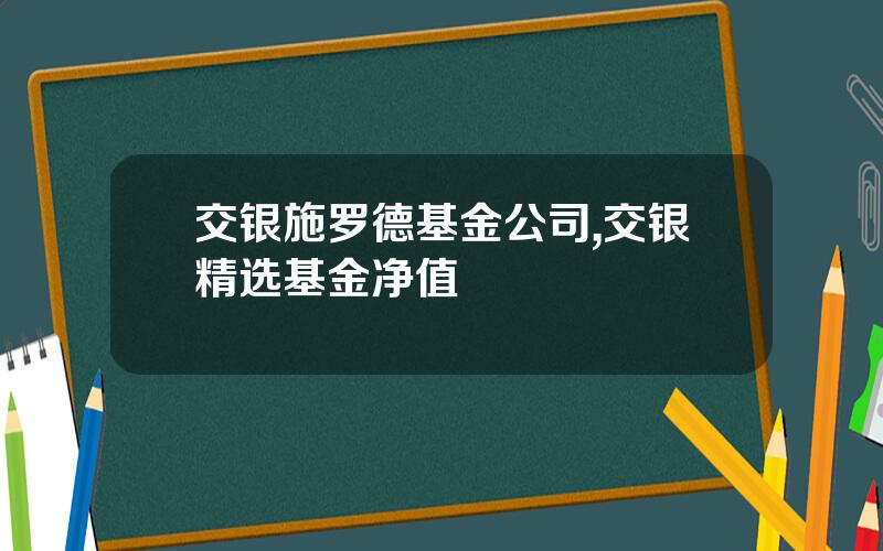 交银施罗德基金公司,交银精选基金净值
