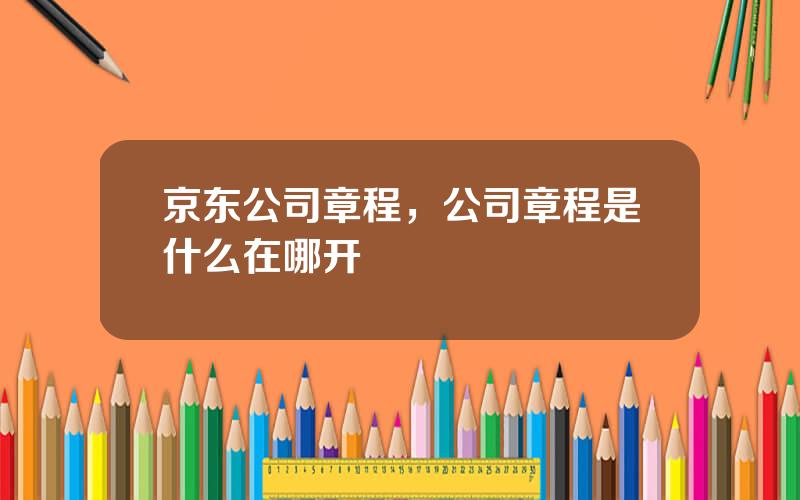 京东公司章程，公司章程是什么在哪开