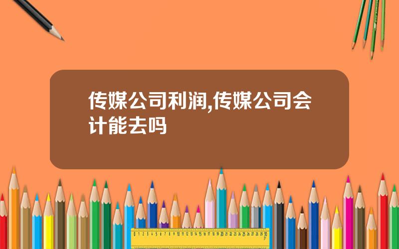 传媒公司利润,传媒公司会计能去吗