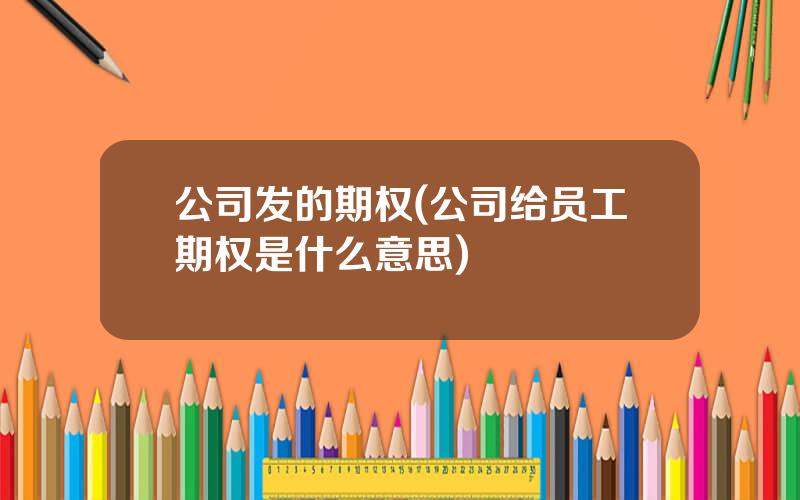 公司发的期权(公司给员工期权是什么意思)