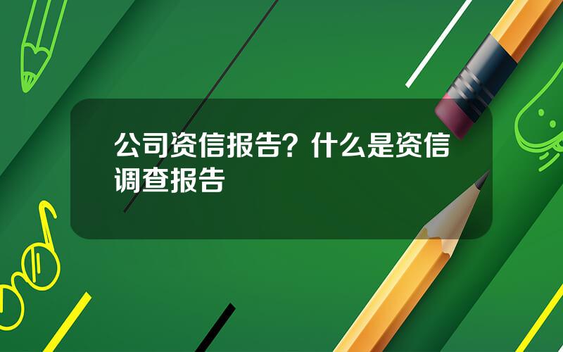 公司资信报告？什么是资信调查报告