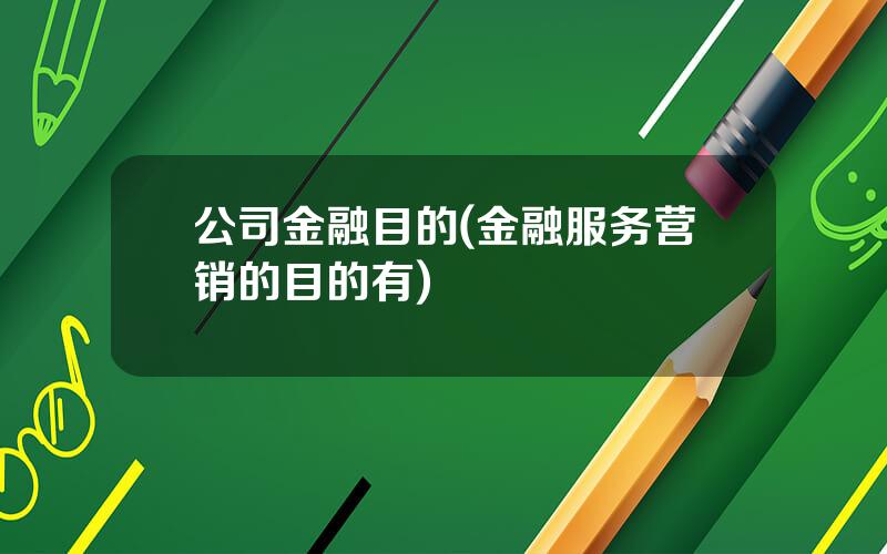 公司金融目的(金融服务营销的目的有)