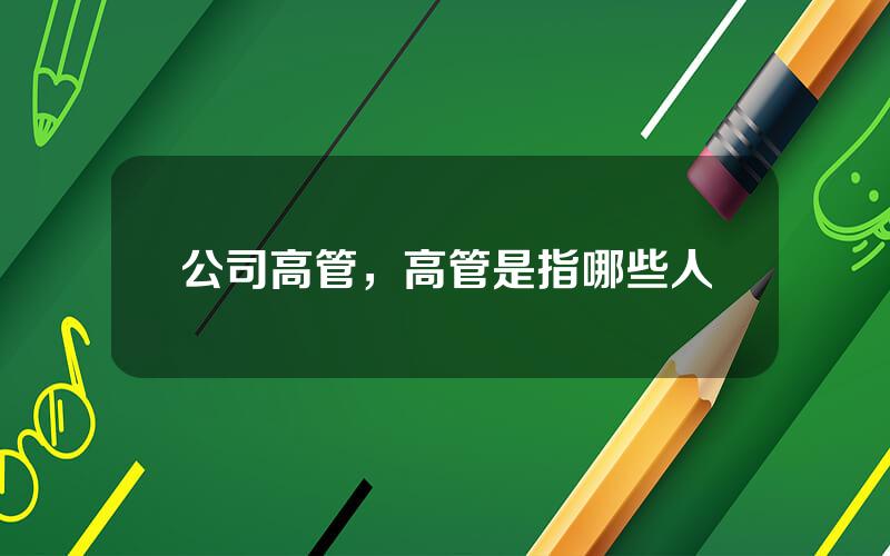 公司高管，高管是指哪些人