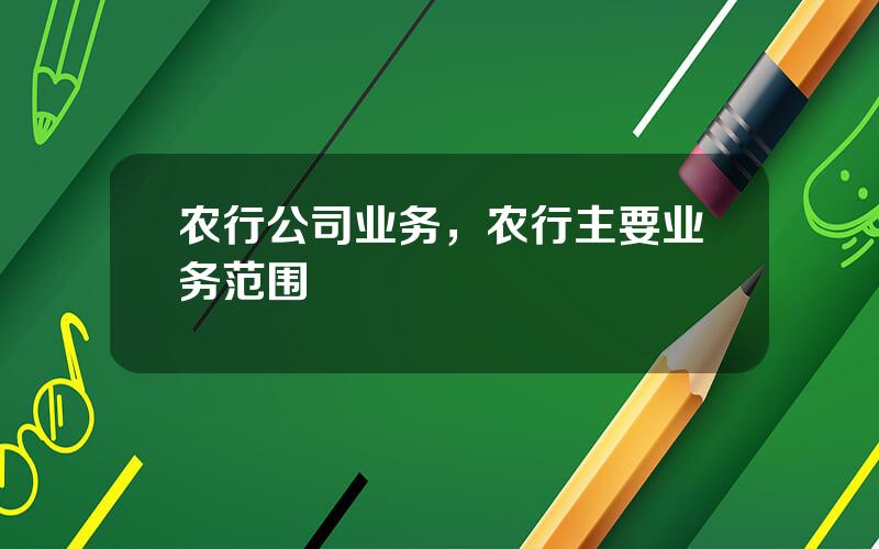 农行公司业务，农行主要业务范围