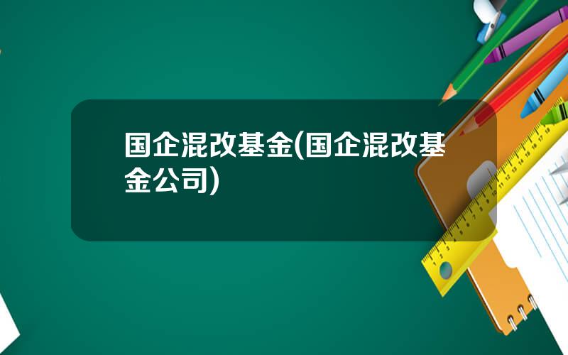 国企混改基金(国企混改基金公司)