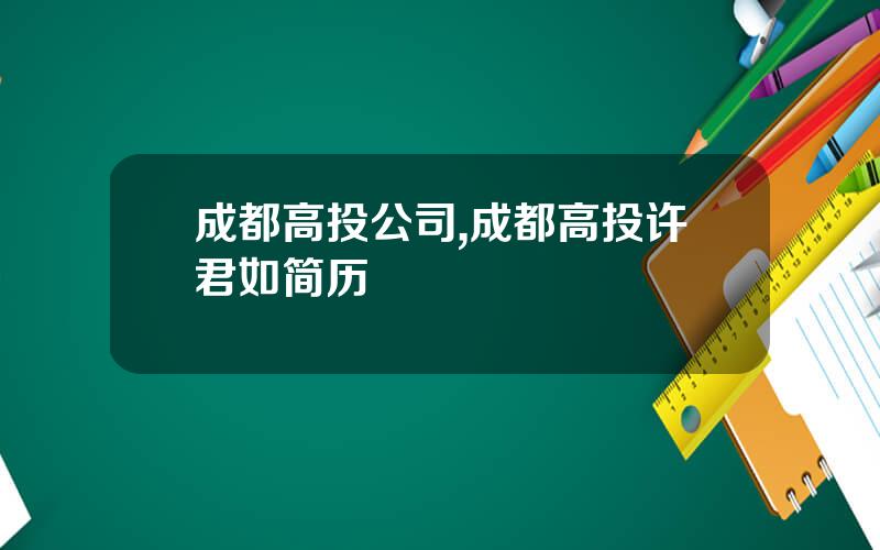 成都高投公司,成都高投许君如简历