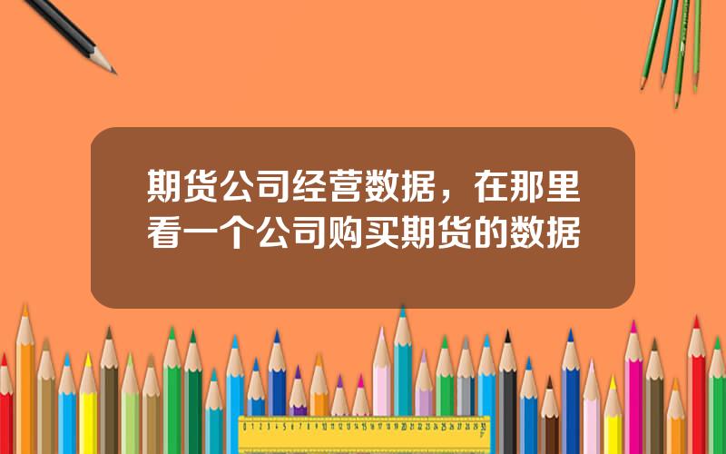 期货公司经营数据，在那里看一个公司购买期货的数据