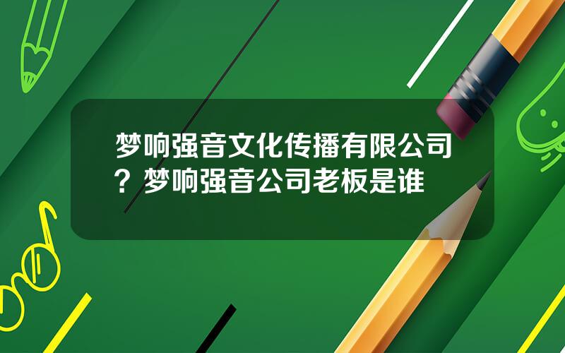 梦响强音文化传播有限公司？梦响强音公司老板是谁